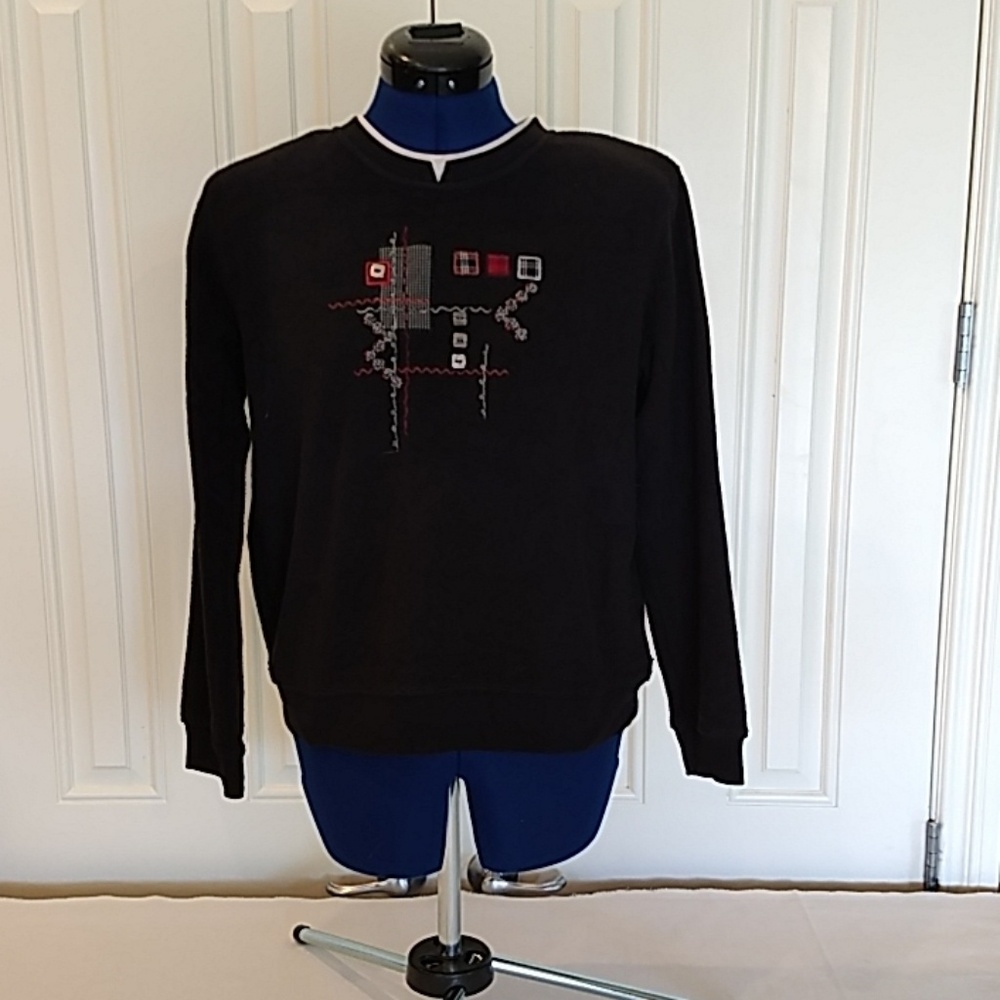 KORET MONTEREY PETITES black pullover fleecie sweatshirt